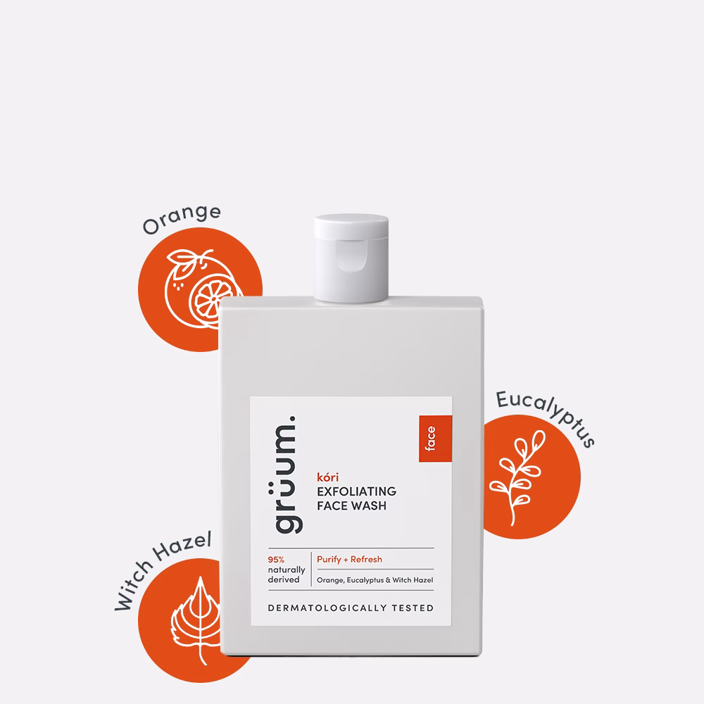 Bottle of face wash with ingredients