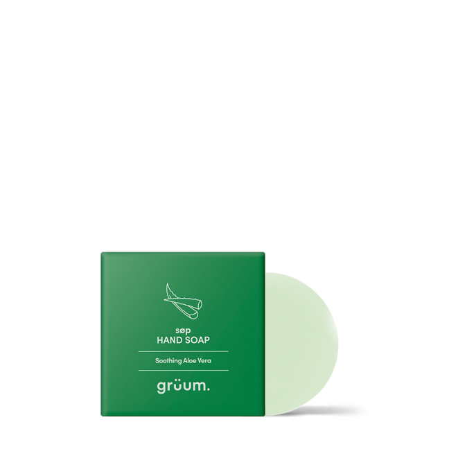 Green hand soap packaging with aloe vera