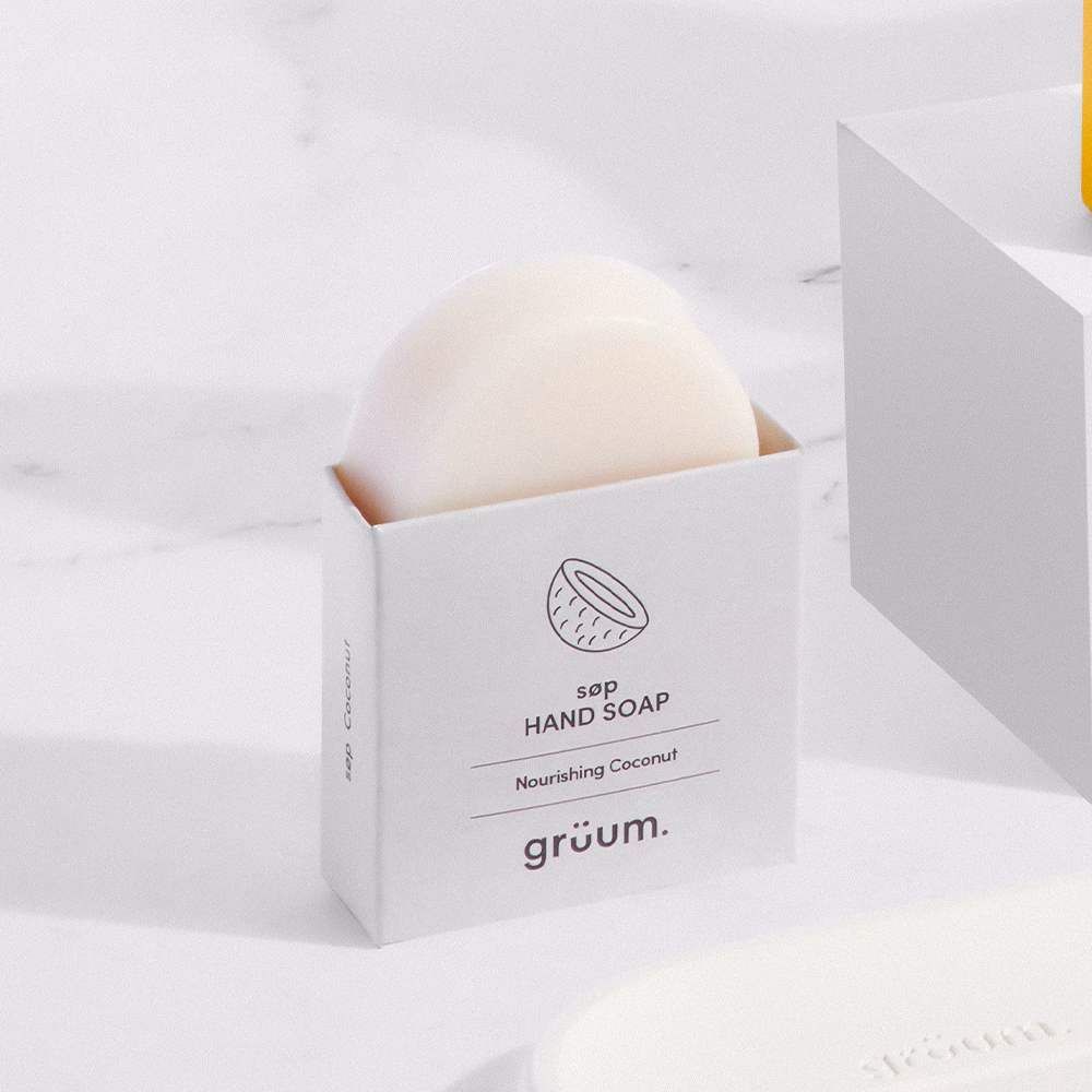 White soap in coconut box