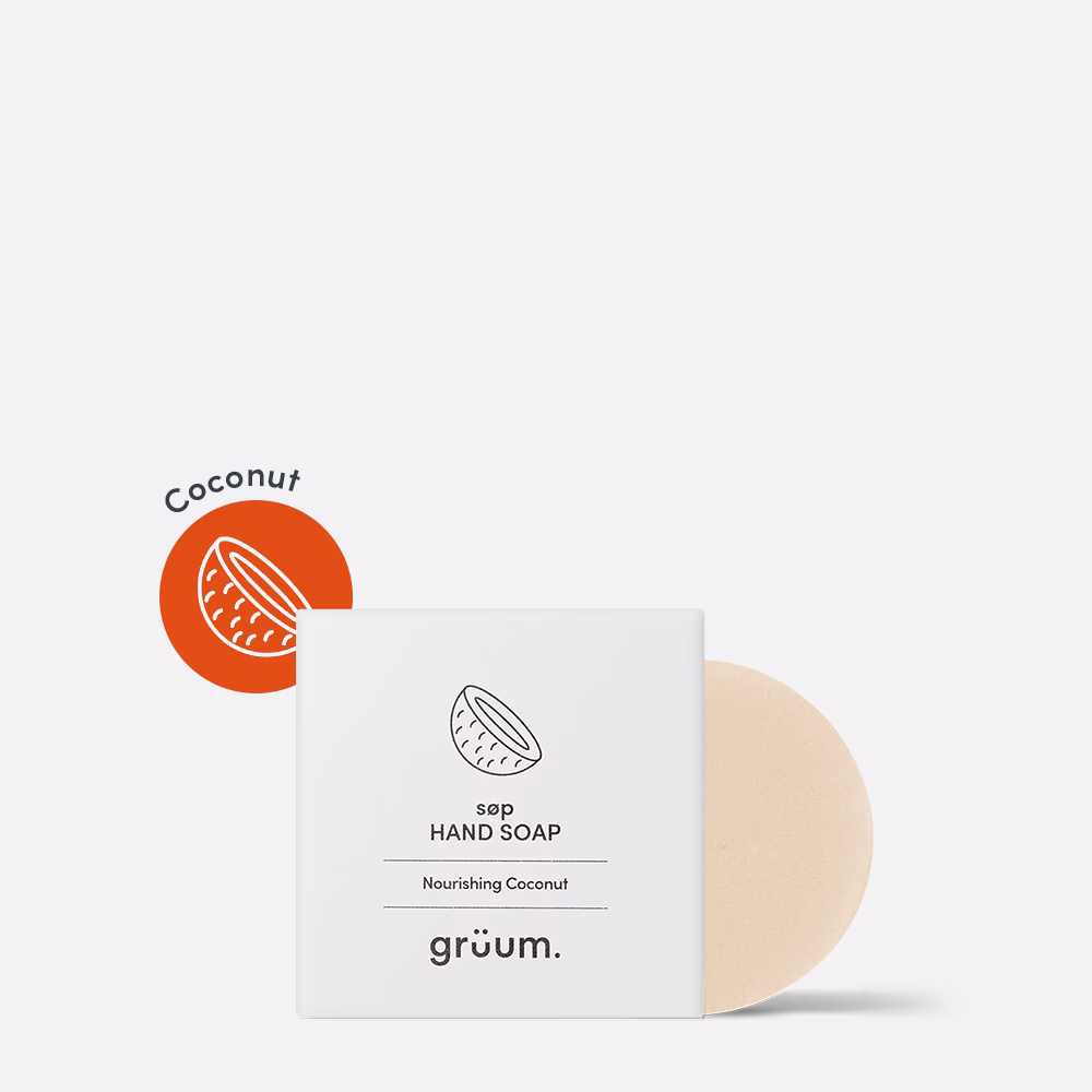 Coconut scented hand soap packaging.