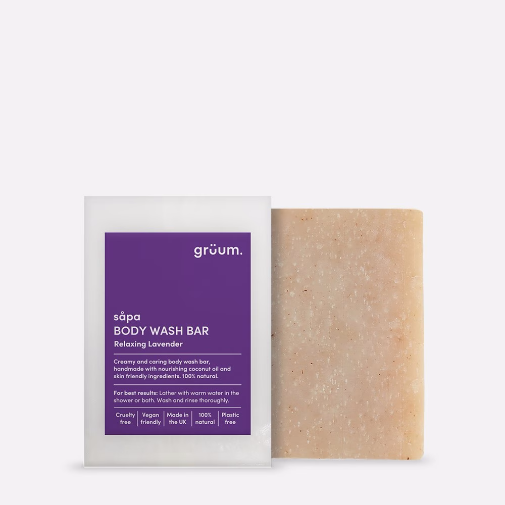 Lavender body wash bar packaging