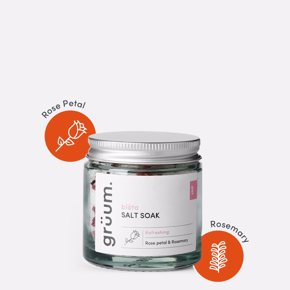 Jar of salt soak with rosemary