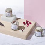 Gruum gift set product image with Tangerine & Cinnamon, Rose Petal & Rosemary and Lavender & Chamomile salt soaks