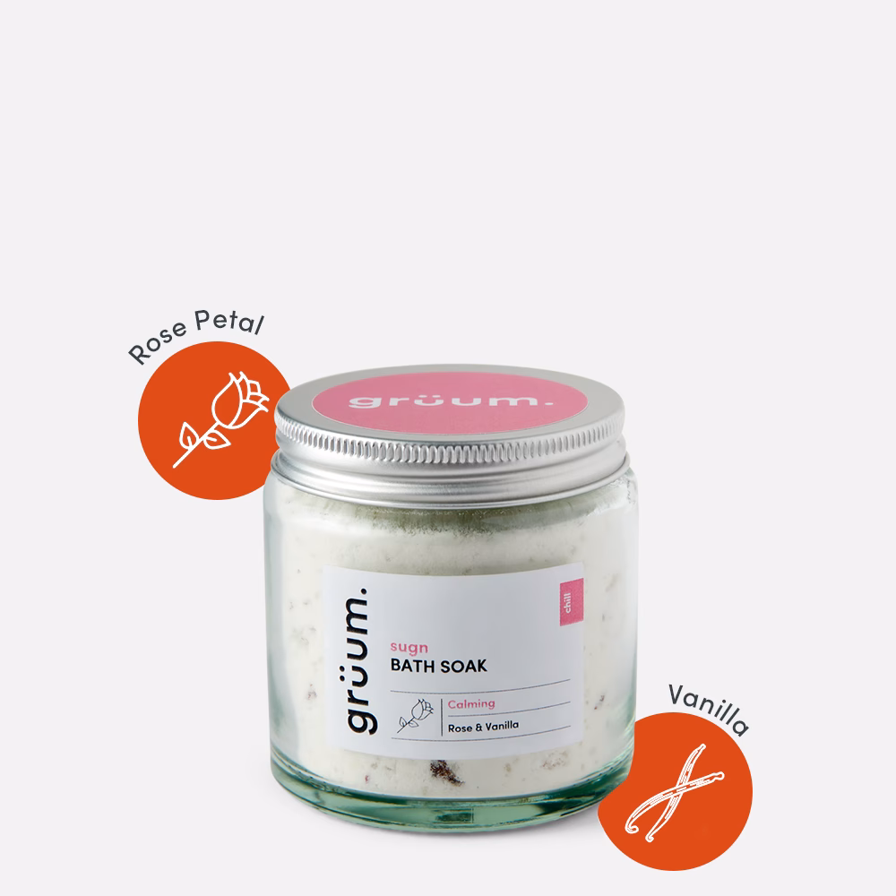 Jar of calming bath soak