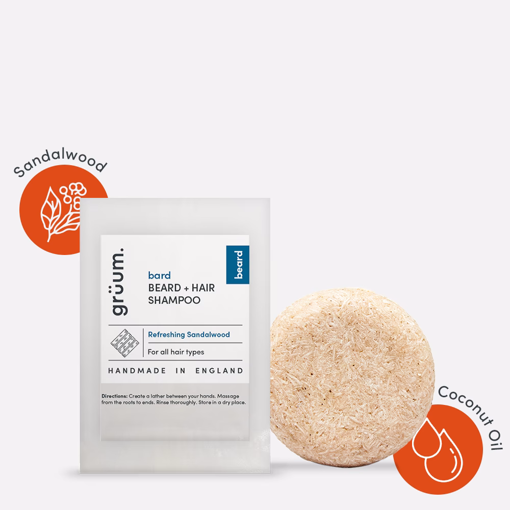 Sandalwood beard shampoo and soap bar.