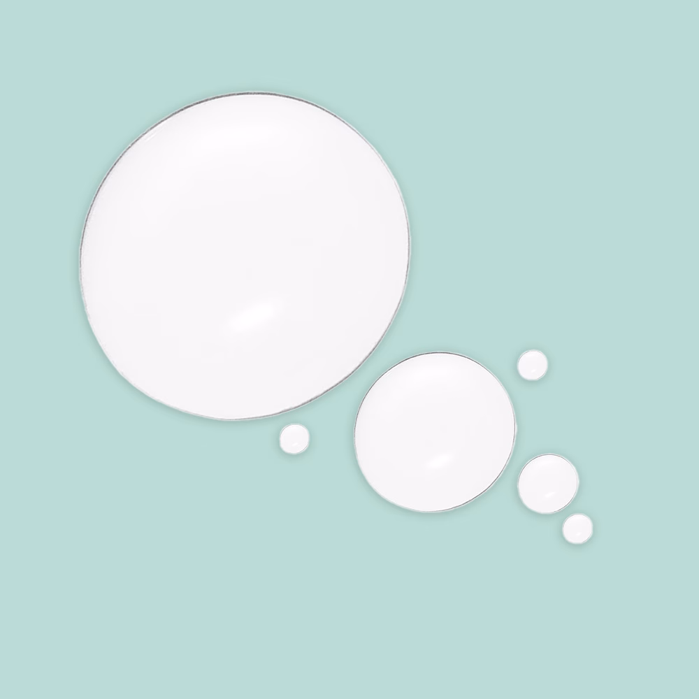 White circles on teal background