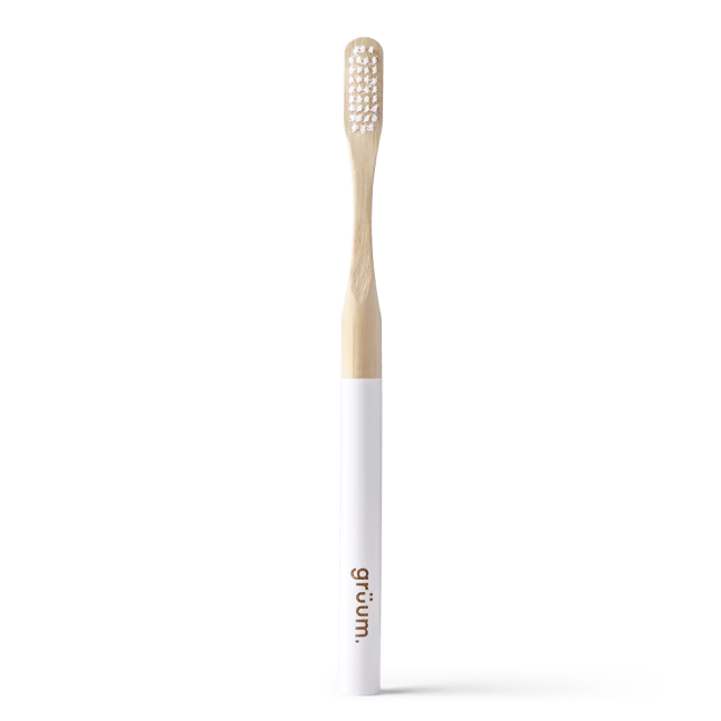 Bamboo toothbrush with white bristles