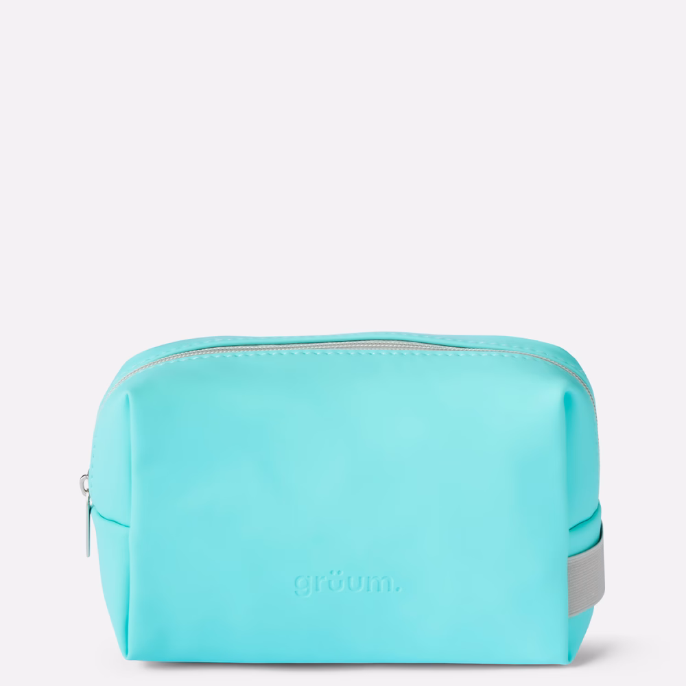 Turquoise toiletry bag with zipper