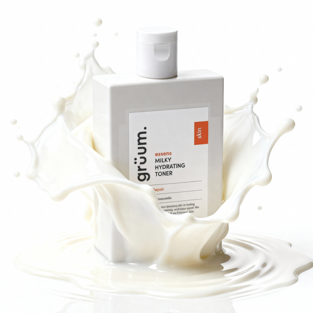 Milky hydrating toner splash effect.