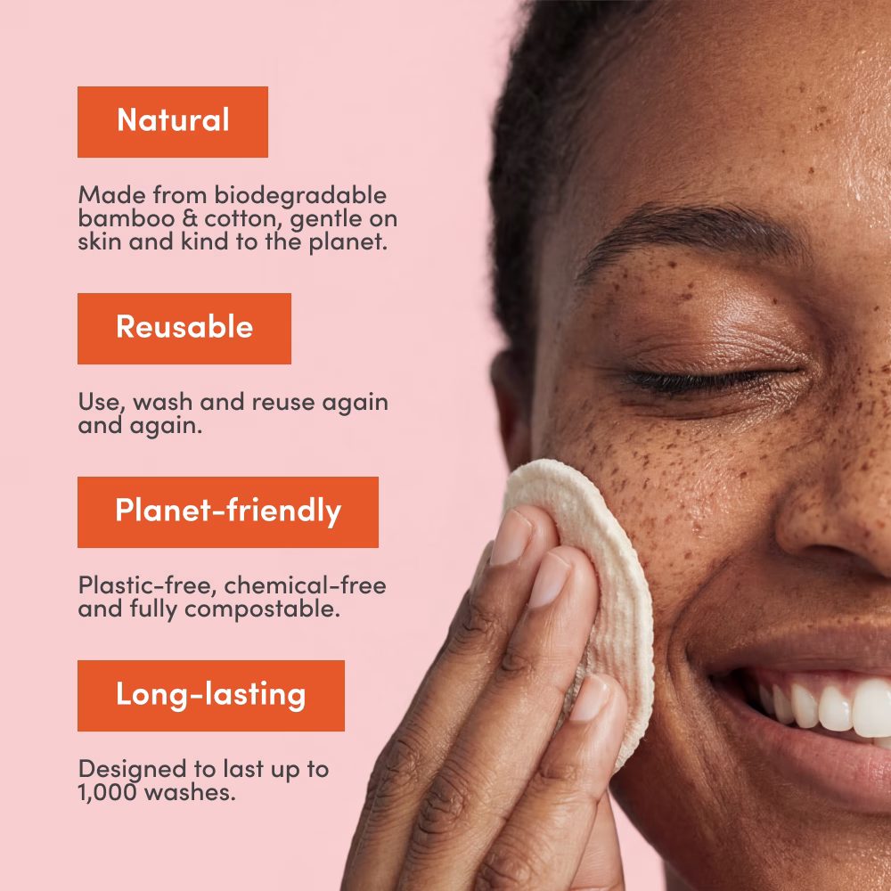 Woman using reusable cotton pad.