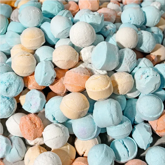 Colorful bath bombs close-up