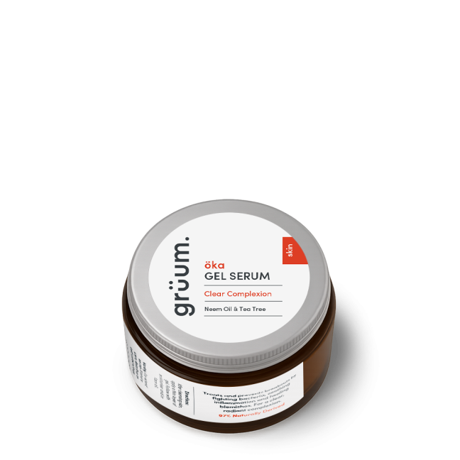 Gel serum jar with silver lid.