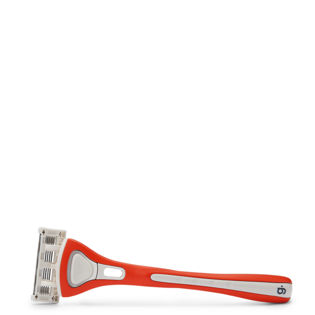 Red handle razor with blades
