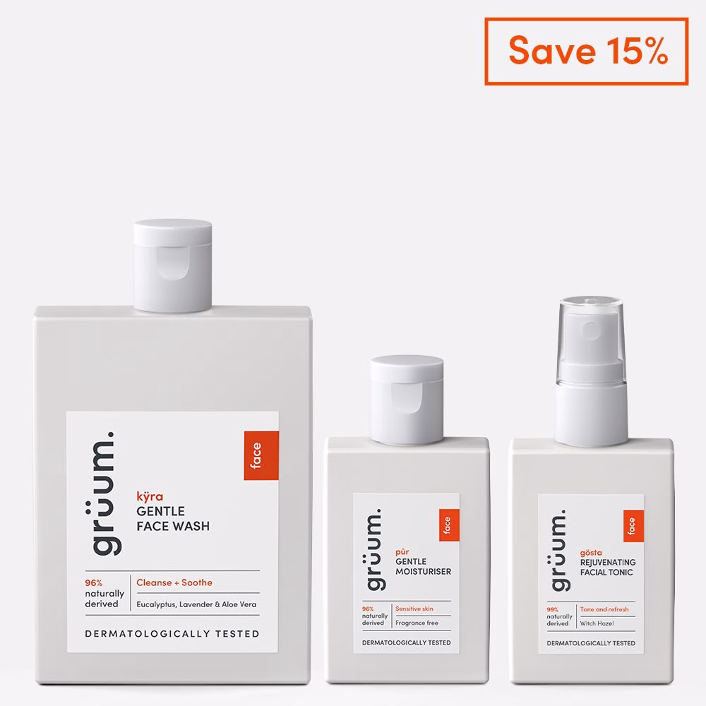 Three skincare products with Save 15% label.