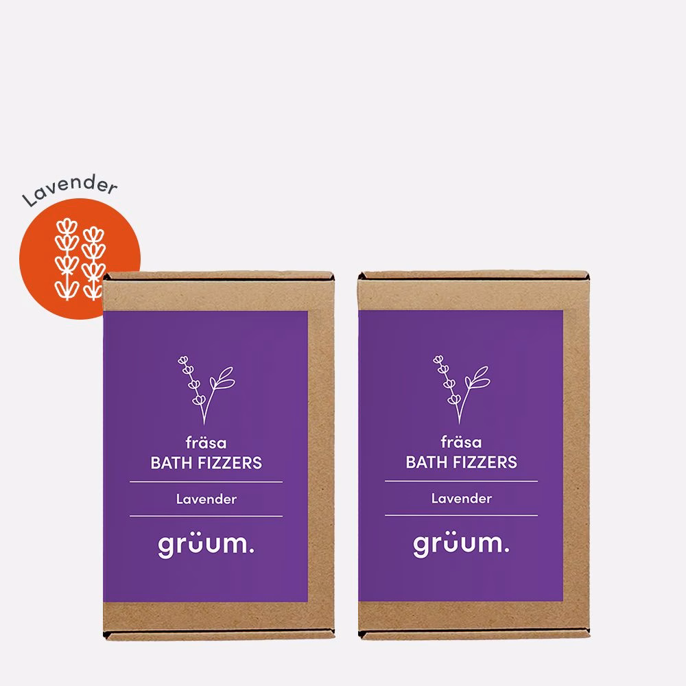 Two lavender bath fizzer boxes.