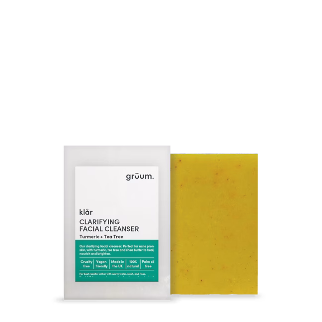 Facial cleanser and yellow soap bar