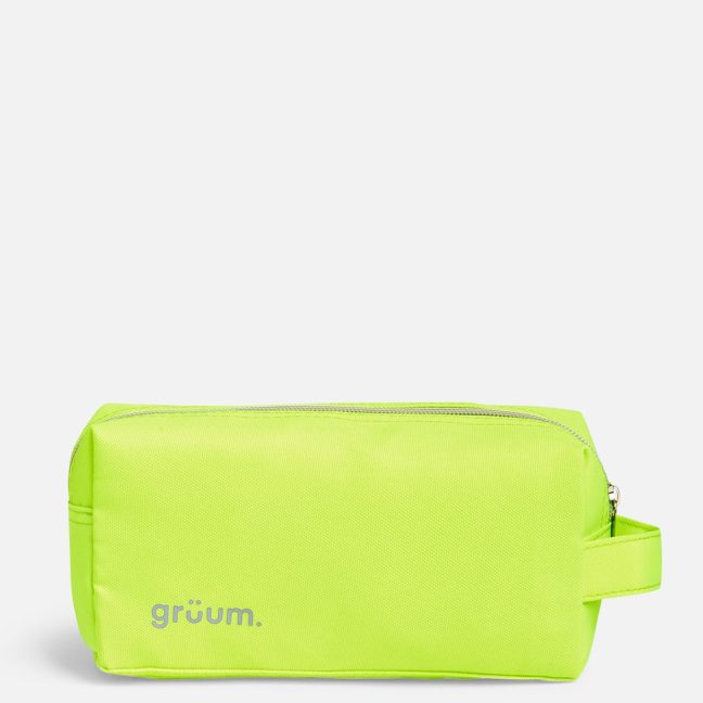 Bright green toiletry bag