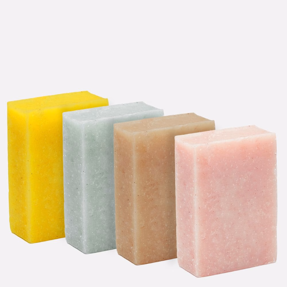 Four colorful soap bars