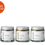 Three jars of salt soak products