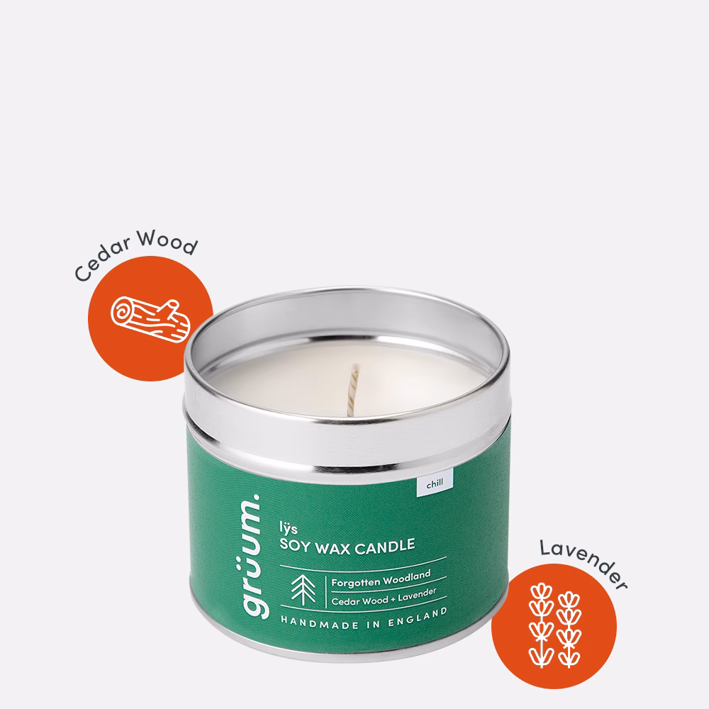 Soy wax candle with green label