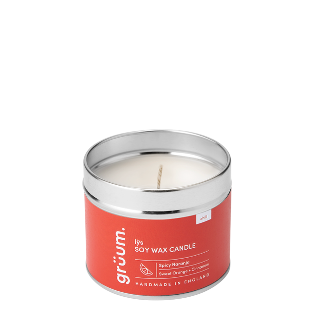 Red soy wax candle tin