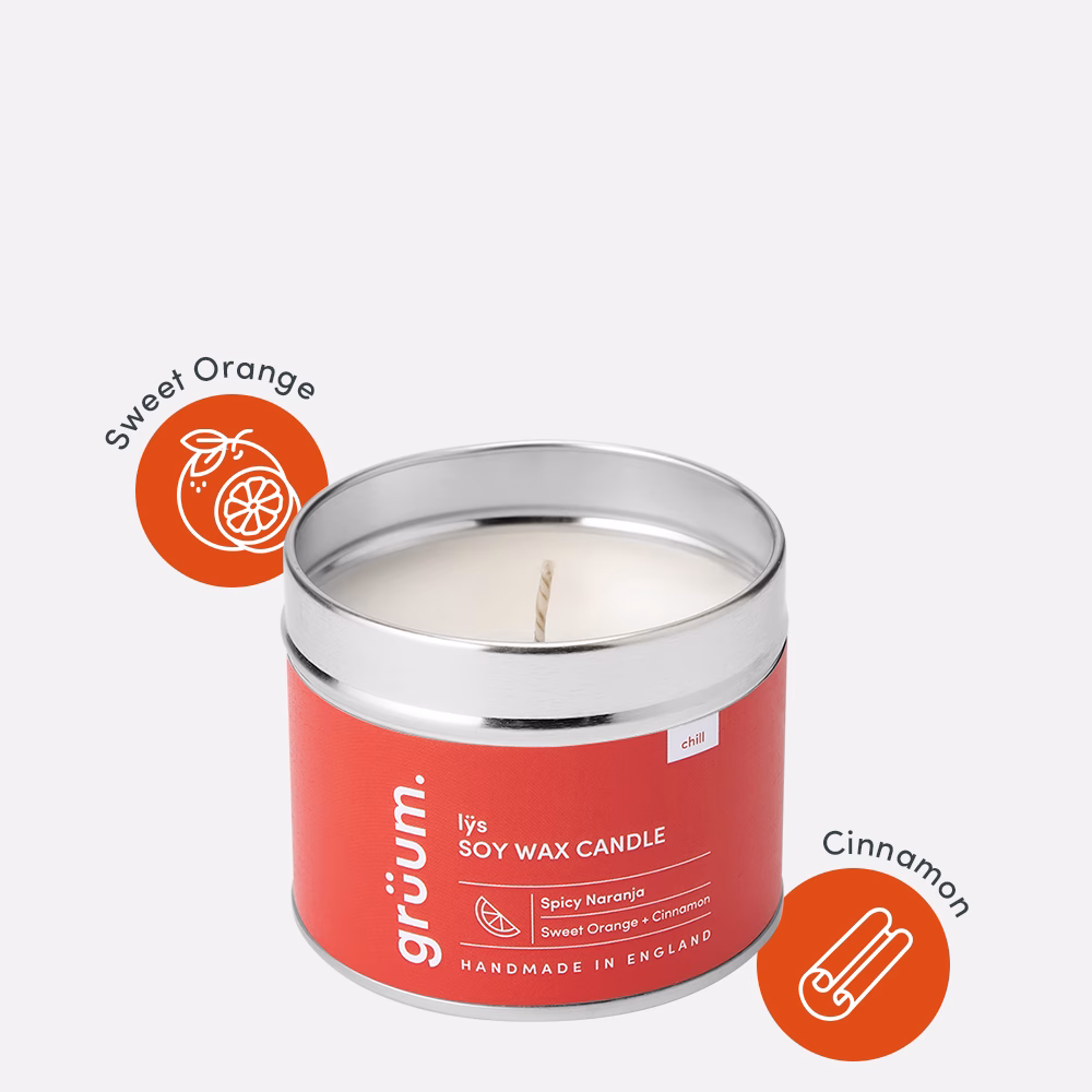 Soy wax candle with orange and cinnamon