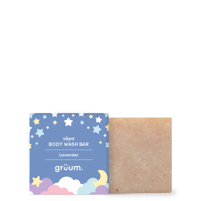 Lavender body wash bar with packaging