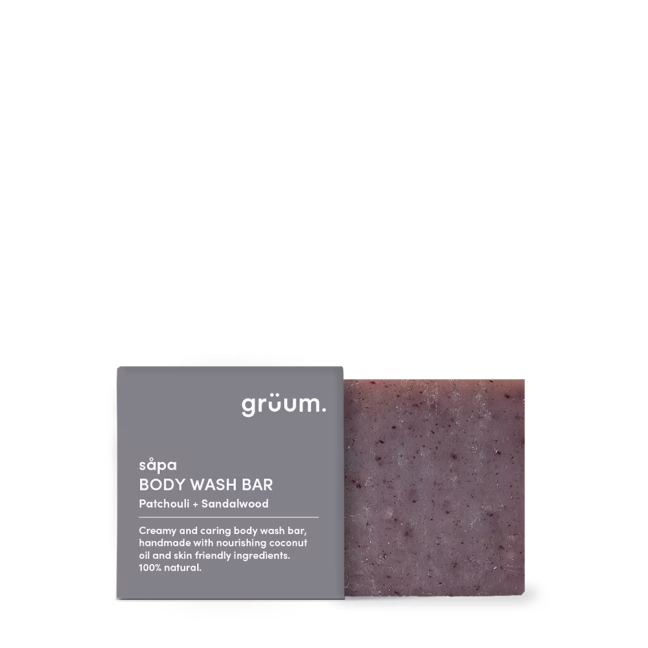Patchouli Sandalwood body wash bar packaging