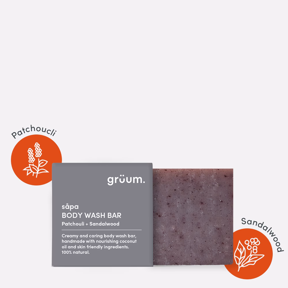 Body wash bar with packaging