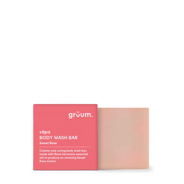 Pink body wash bar package