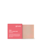 Pink body wash bar and packaging.