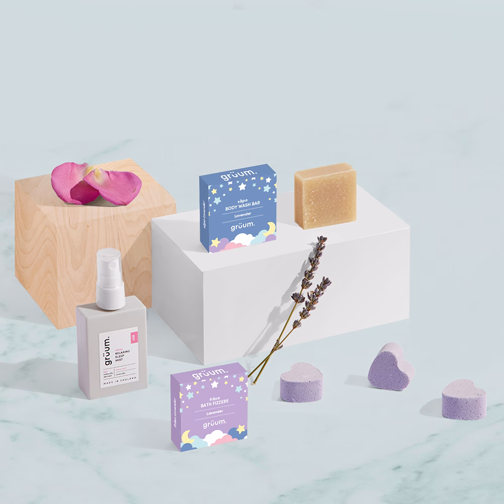 Assorted lavender bath products display