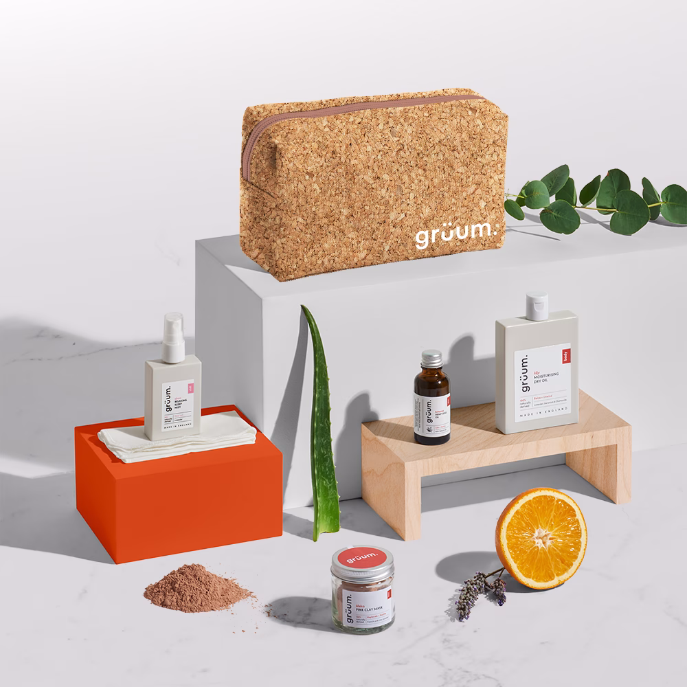 Natural skincare products on display