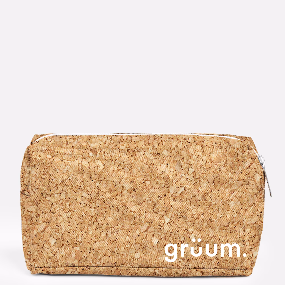 Cork-textured pouch with zipper