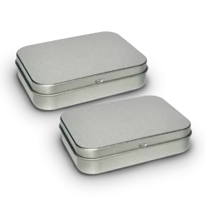 Two rectangular metal tins.
