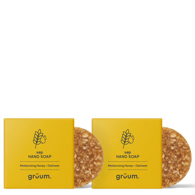 Two bars of honey oatmeal soap