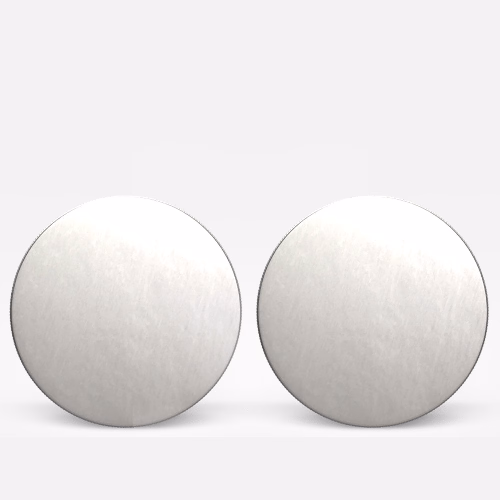Two silver circular discs