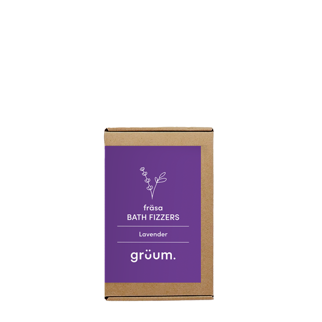 Lavender bath fizzers packaging
