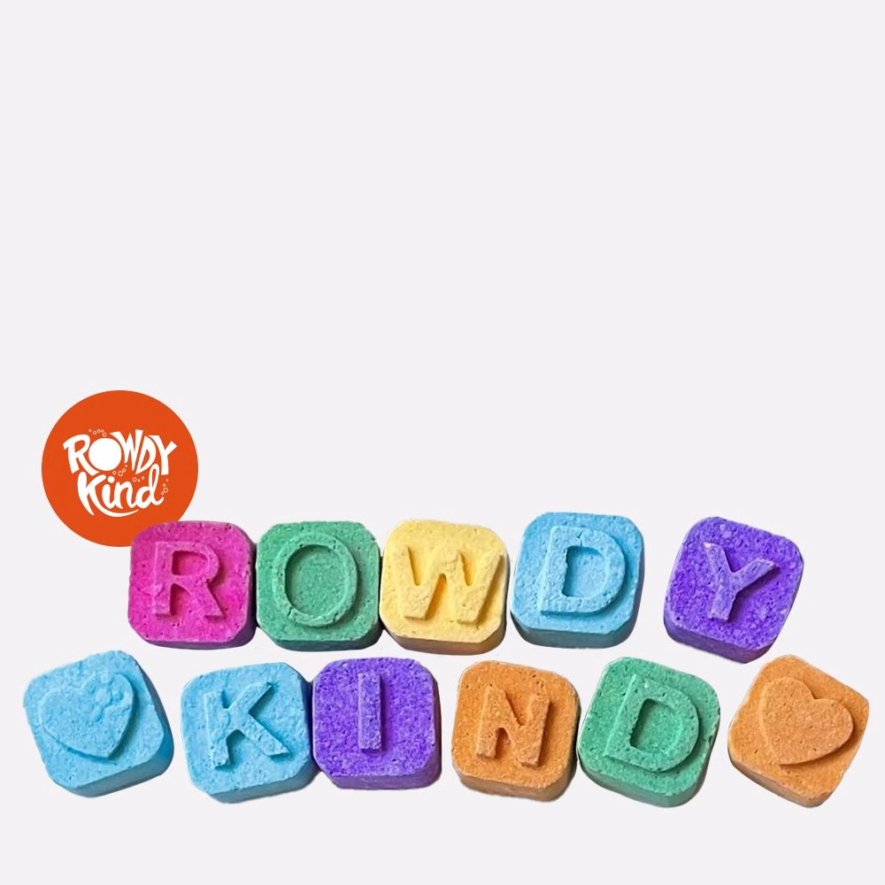 Colorful blocks spelling Rowdy Kind