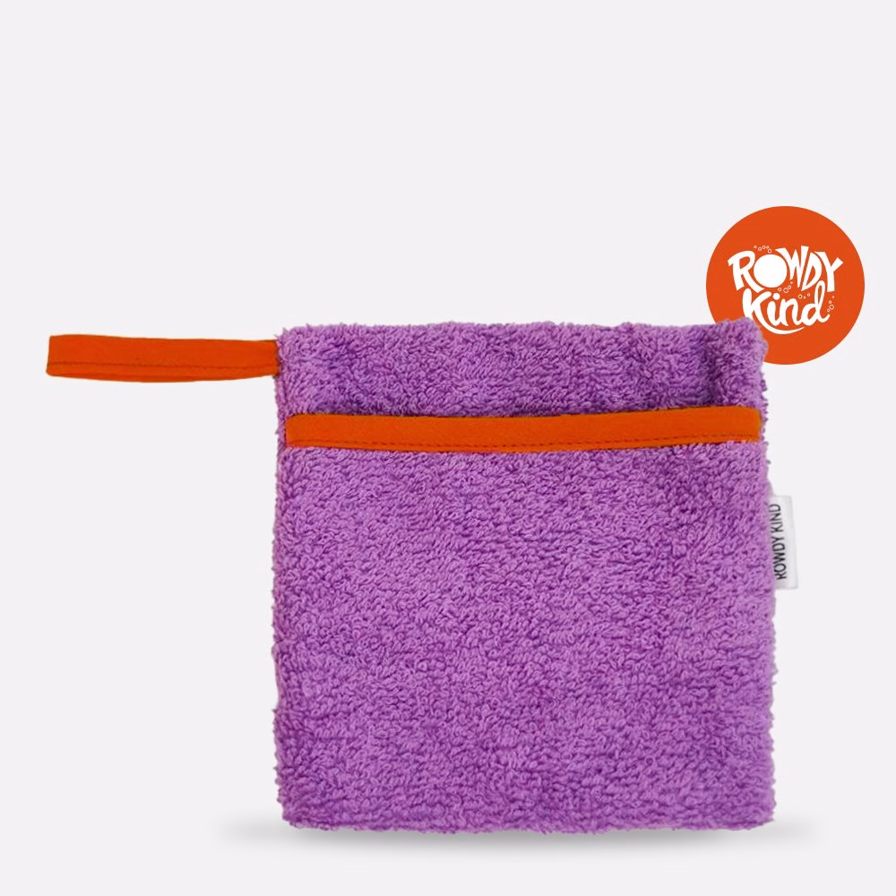Purple pouch with orange trim