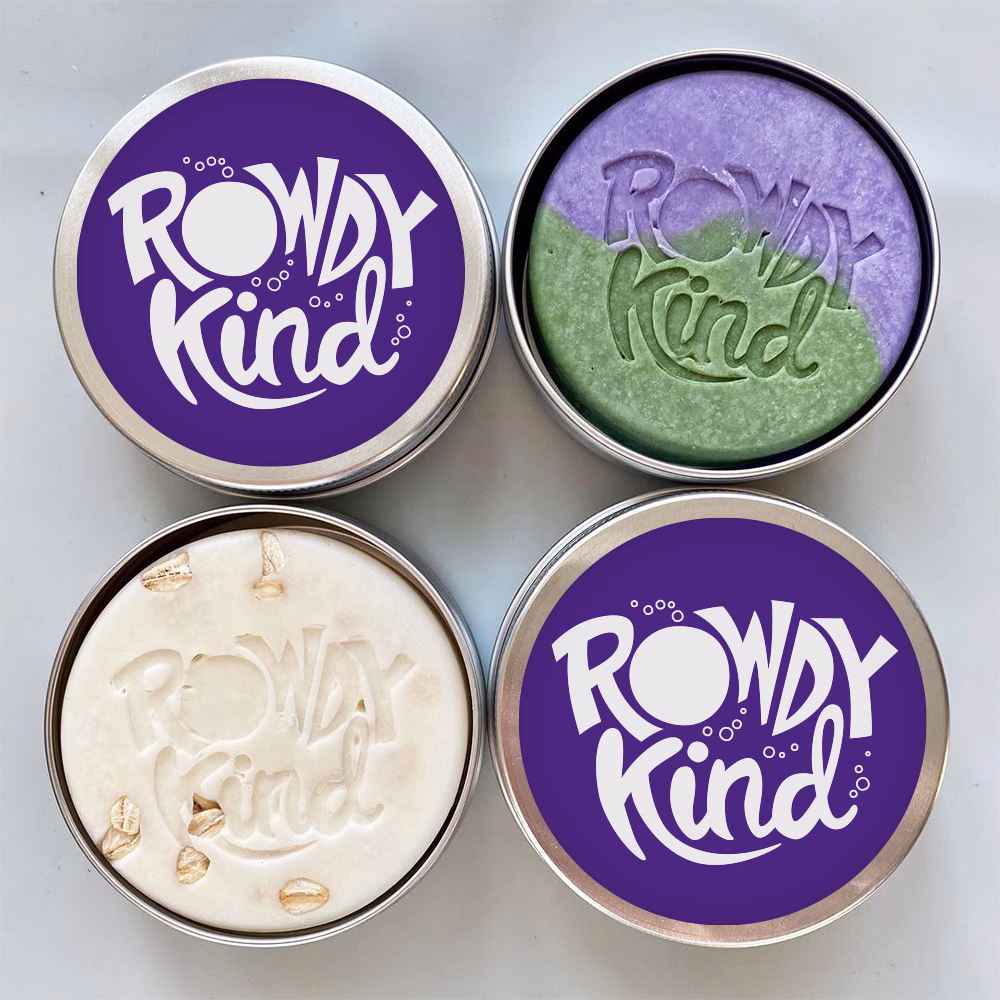 Four Rowdy Kind soap tins