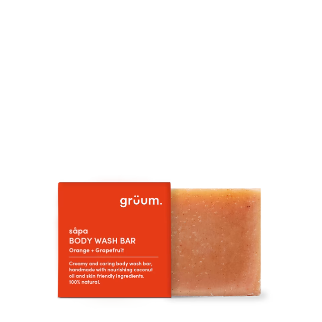 Orange soap bar with label