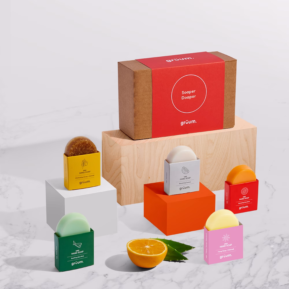 Colorful soap bars on display