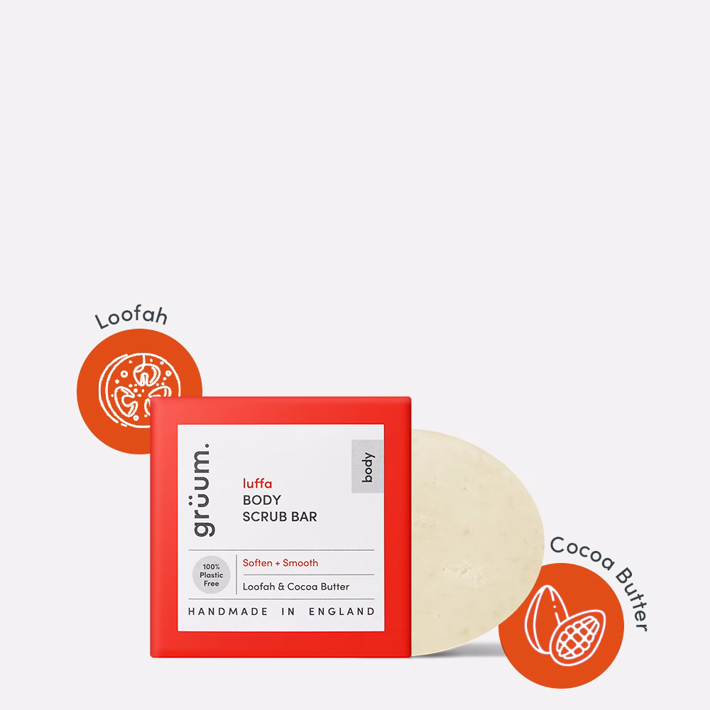 Body scrub bar with loofah and cocoa butter