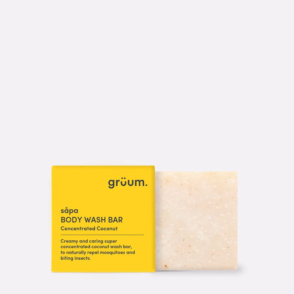 Coconut body wash bar and packaging.