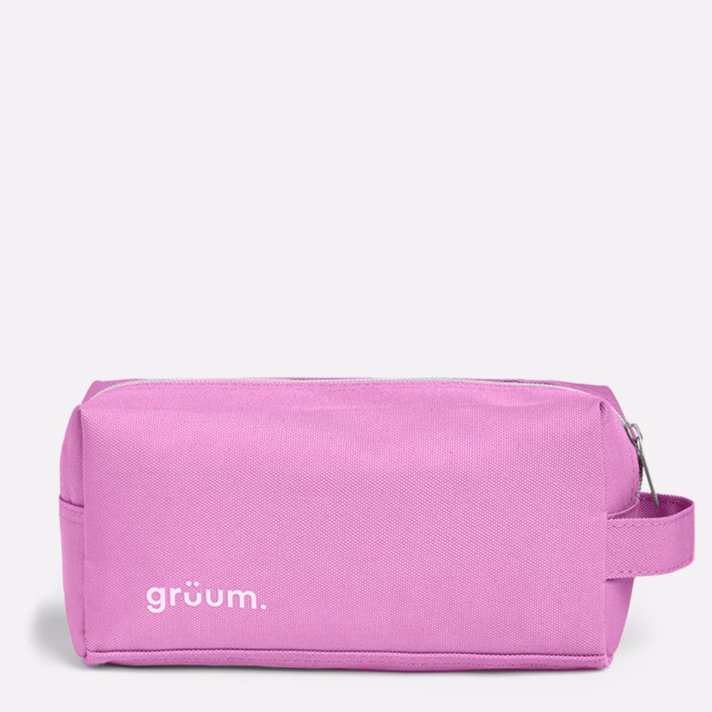Pink toiletry bag with handle