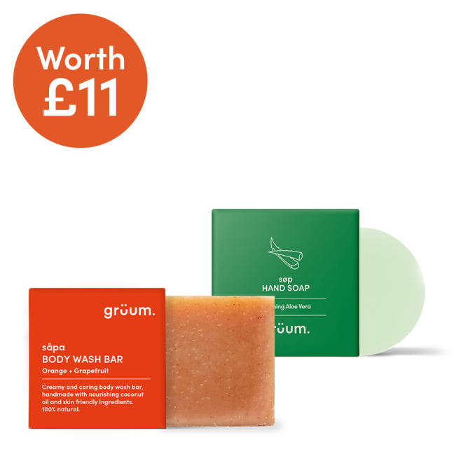 Body wash and hand soap bars.