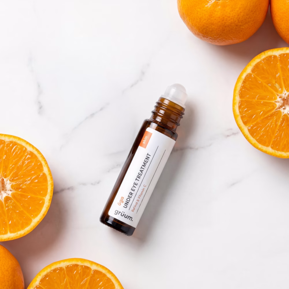 Under eye treatment with sliced oranges
