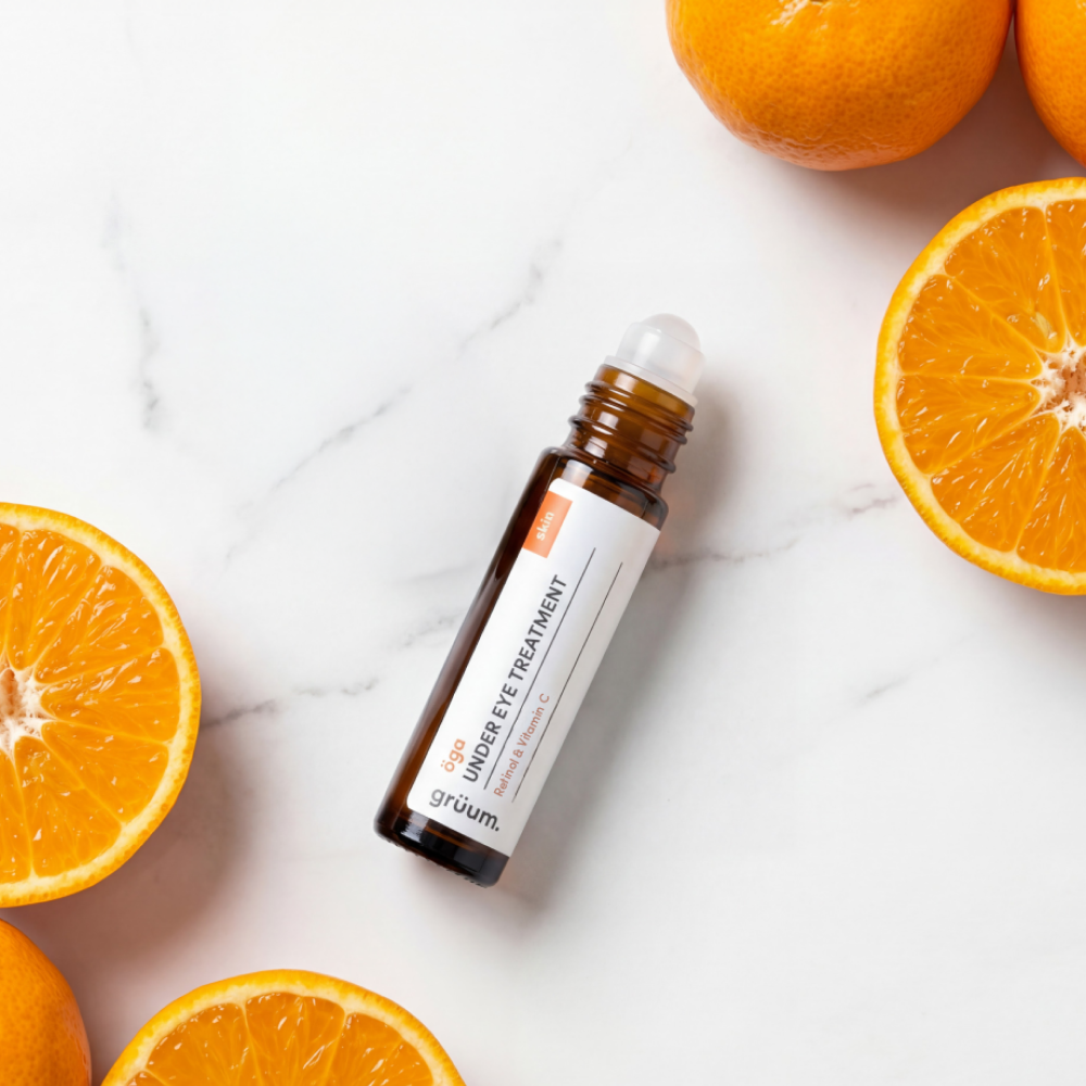 Under eye treatment with sliced oranges