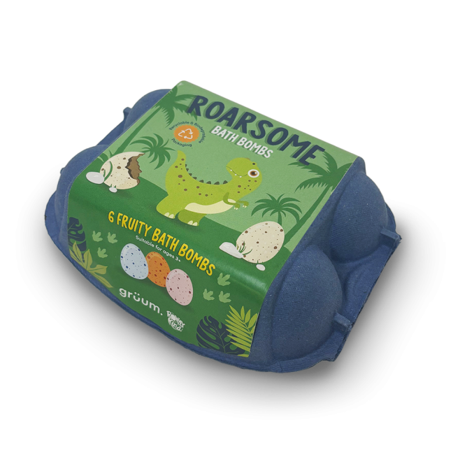 Dinosaur-themed bath bomb package